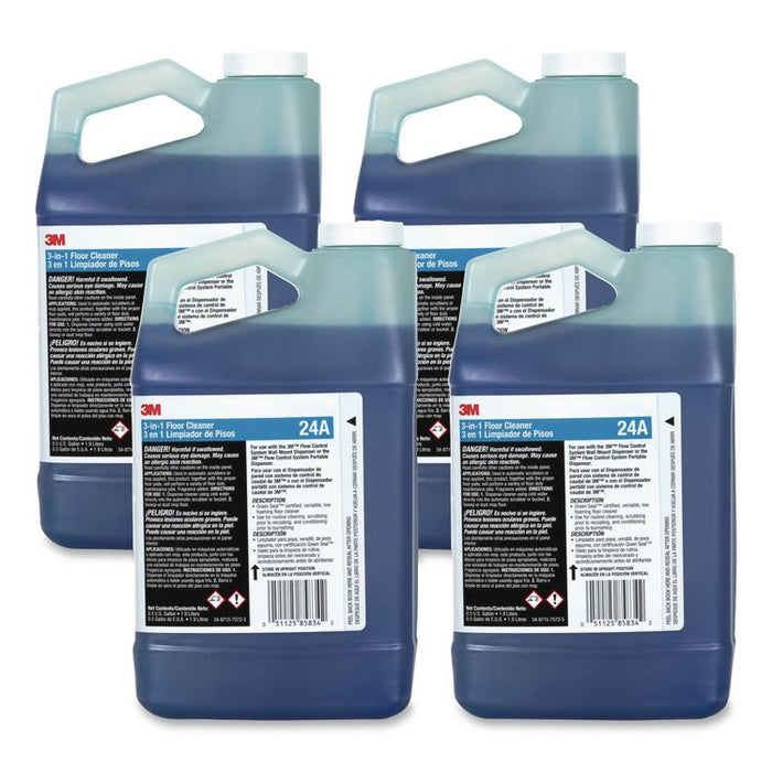 3-in-1 Floor Cleaner Concentrate 24A, Fresh Scent, 0.5 gal Bottle, 4/Carton