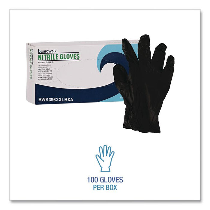 396 Series Disposable General-Purpose Nitrile Gloves, Powder-Free, XX-Large, 4.4 mil Thick, 9.5" Long, Black,100/Box,10 BX/CT