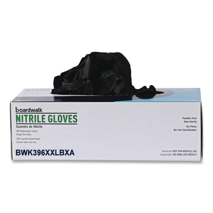 396 Series Disposable General-Purpose Nitrile Gloves, Powder-Free, XX-Large, 4.4 mil Thick, 9.5" Long, Black,100/Box,10 BX/CT