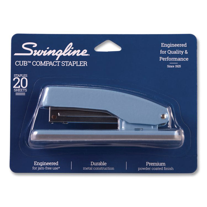 Cub Compact Metal Staplers, 20 Sheet Capacity, Electric Blue