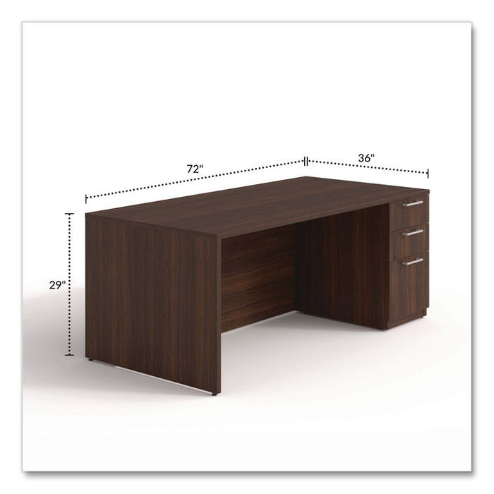 Alera Seville Series Single Pedestal Desk, Right Pedestal, 72" x 36" x 29", Mahogany