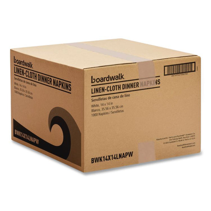 Linen-Feel Flat Napkins, 1-Ply, 14 x 14, White, 1,000/Carton