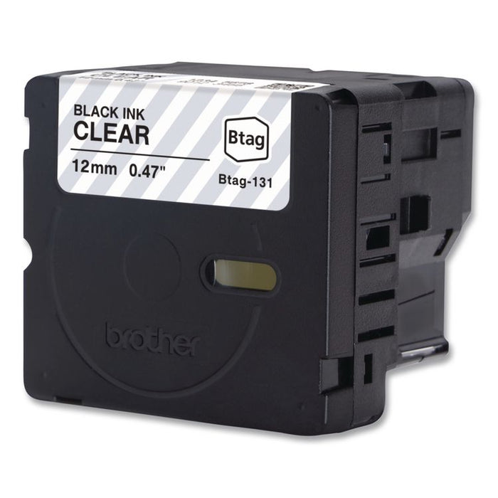 Genuine P-Touch BTAG Label Tapes, 0.47" x 13.1 ft, Black on Clear