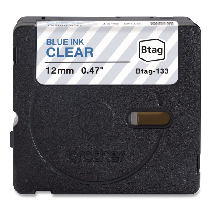 Genuine P-Touch BTAG Label Tapes, 0.47" x 13.1 ft, Blue on Clear