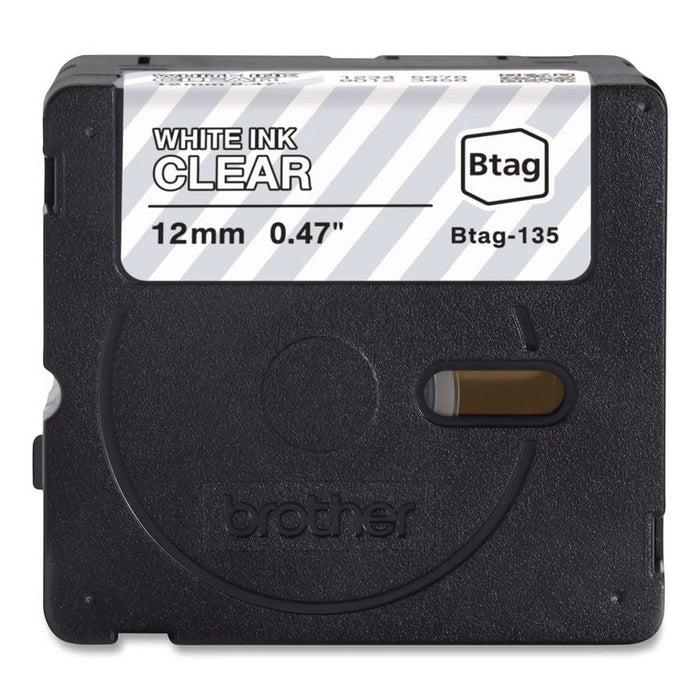 Genuine P-Touch BTAG Label Tapes, 0.47" x 13.1 ft, White on Clear