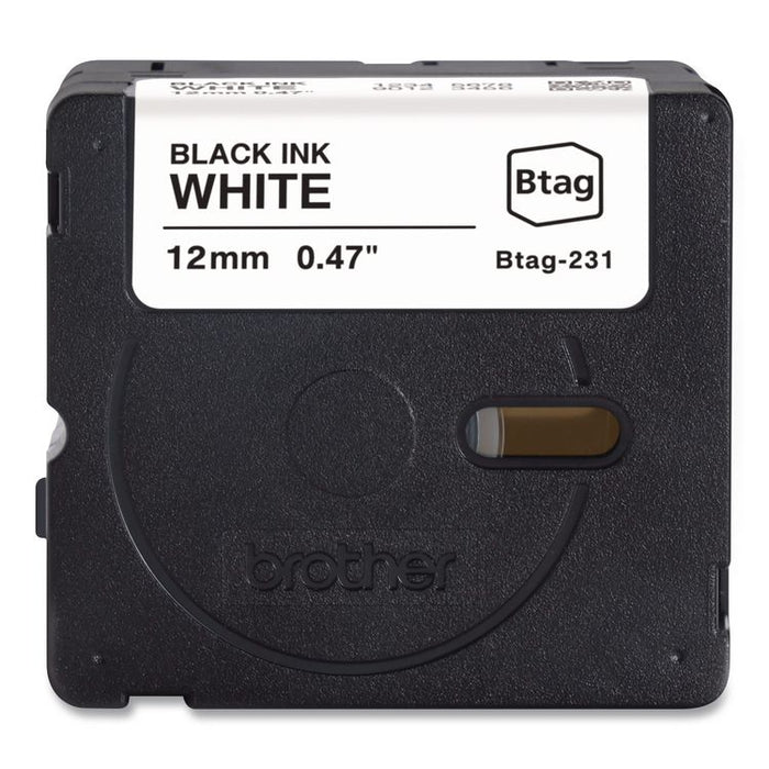 Genuine P-Touch BTAG Label Tapes, 0.47" x 13.1 ft, Black on White