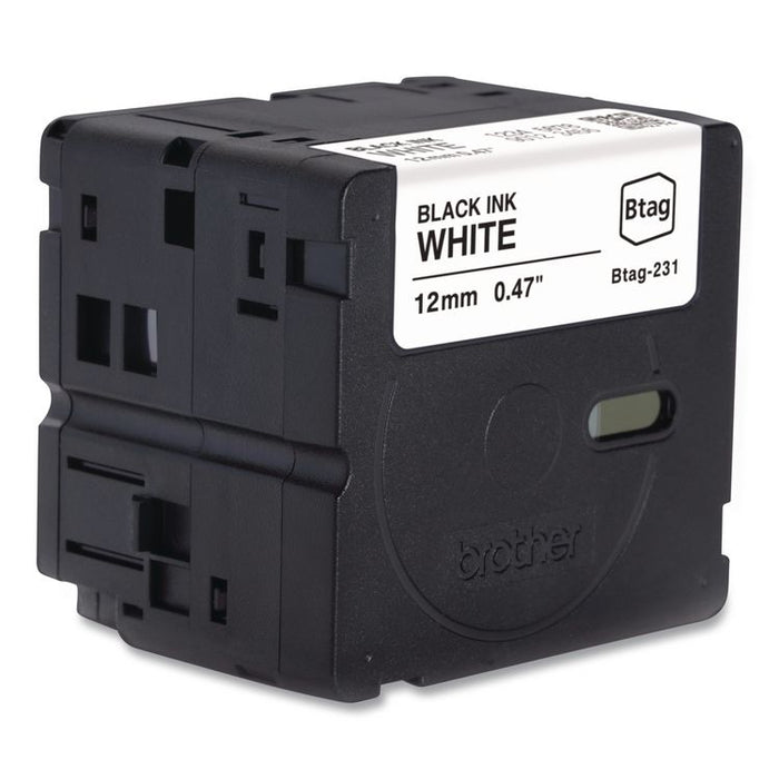 Genuine P-Touch BTAG Label Tapes, 0.47" x 13.1 ft, Black on White