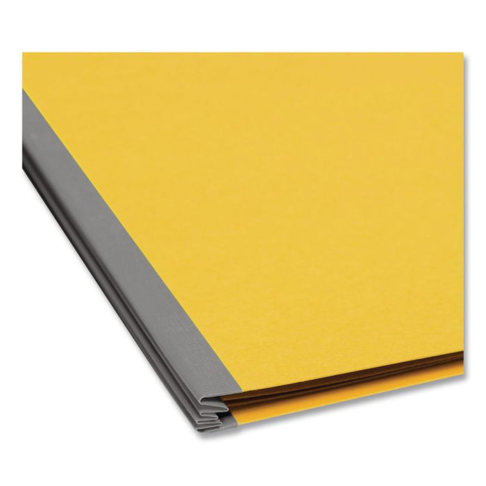 Pressboard Top Tab Pocket Classification Folders, Expands 2", 2 Dividers, 6 SafeSHIELD Fasteners, Letter Size, Yellow, 10/Box