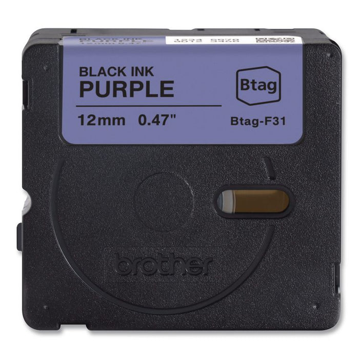 Genuine P-Touch BTAG Label Tapes, 0.47" x 13.1 ft, Black on Purple