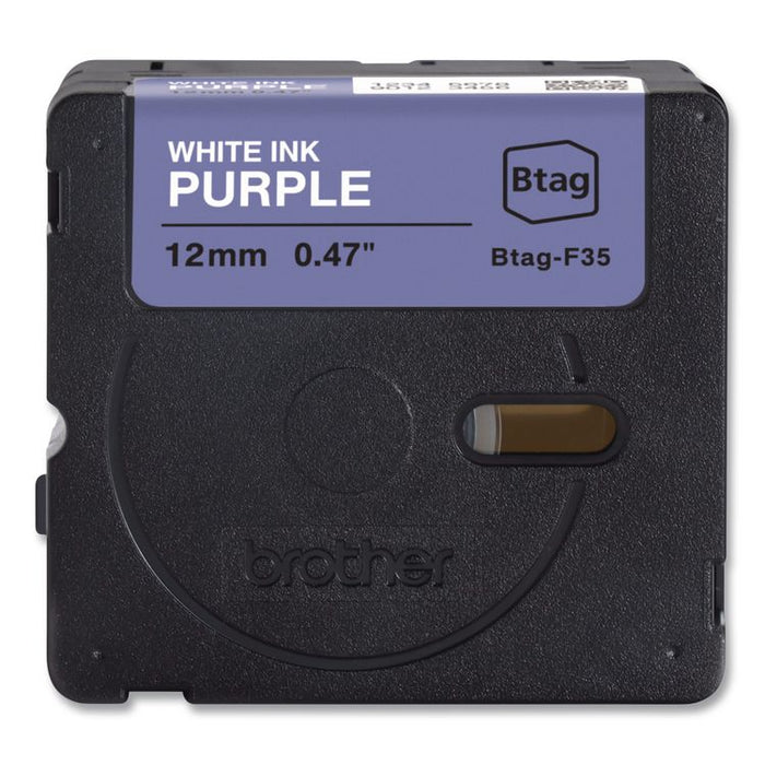 Genuine P-Touch BTAG Label Tapes, 0.47" x 13.1 ft, White on Purple