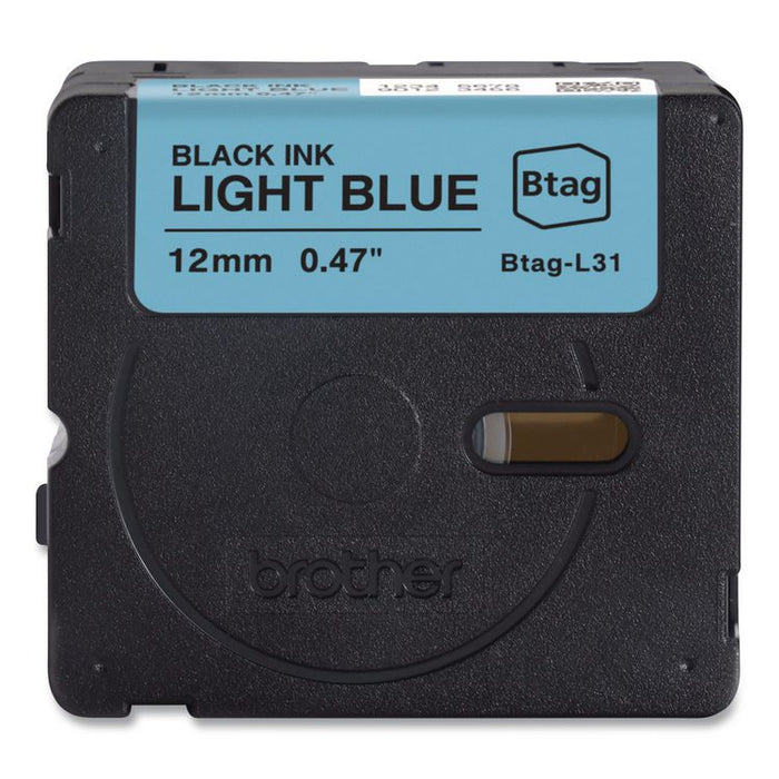 Genuine P-Touch BTAG Label Tapes, 0.47" x 13.1 ft, Black on Light Blue