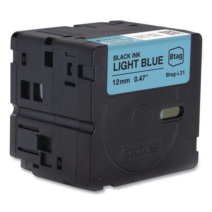 Genuine P-Touch BTAG Label Tapes, 0.47" x 13.1 ft, Black on Light Blue