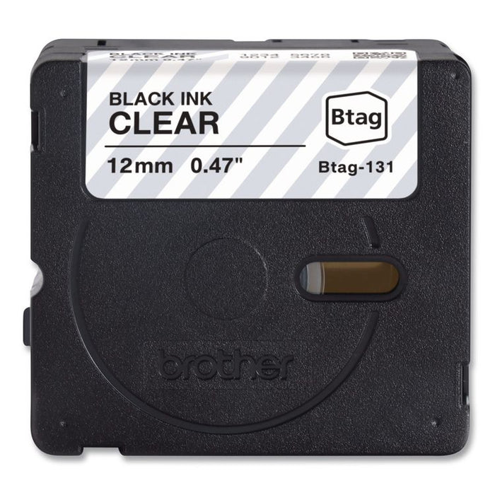 Genuine P-Touch BTAG Label Tapes, 0.47" x 13.1 ft, Black on Clear
