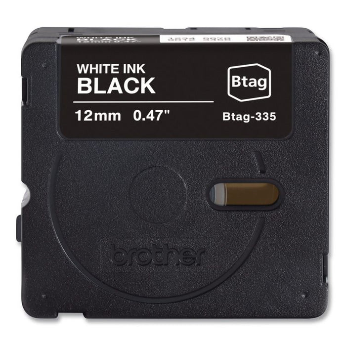 Genuine P-Touch BTAG Label Tapes, 0.47" x 13.1 ft, White on Black