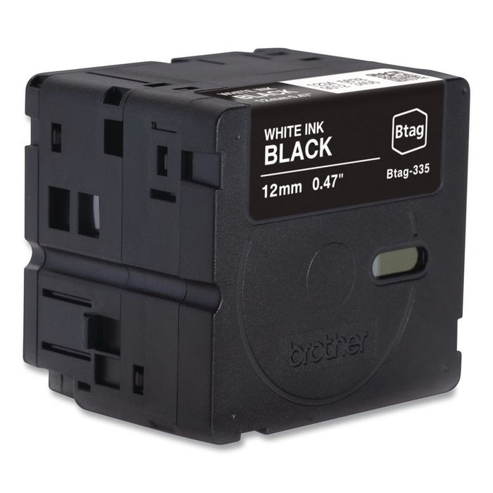 Genuine P-Touch BTAG Label Tapes, 0.47" x 13.1 ft, White on Black