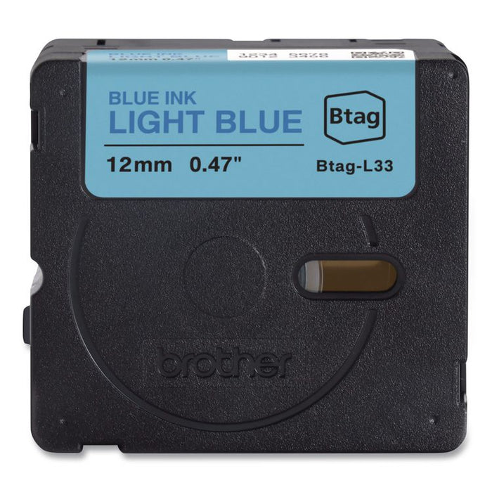 Genuine P-Touch BTAG Label Tapes, 0.47" x 13.1 ft, Blue on Light Blue