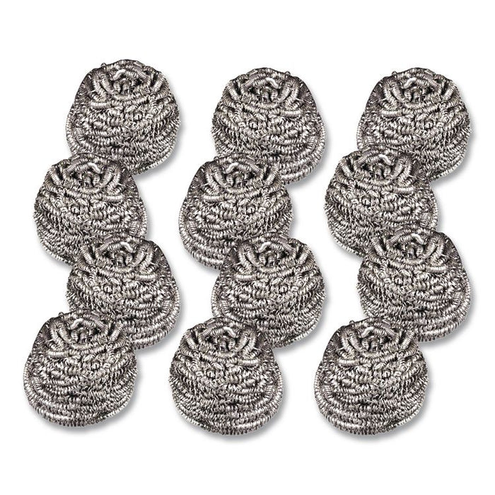 Stainless Steel Scrubber, Silver, 12/Carton