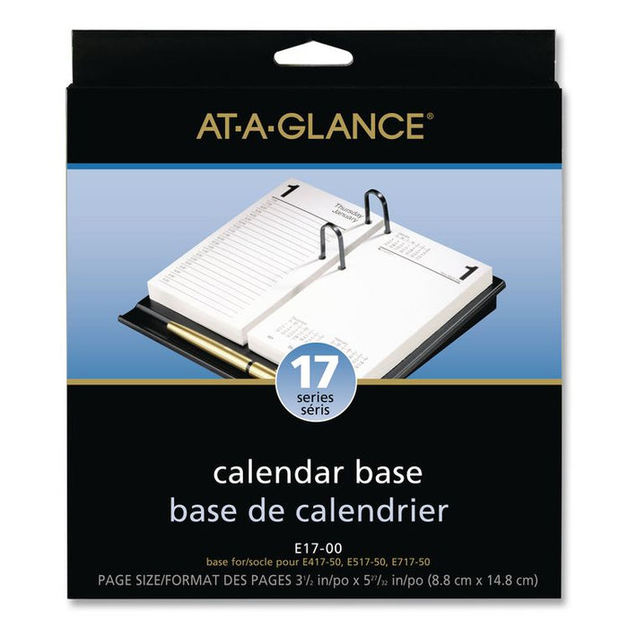 #17 Desk Calendar Base for Loose-Leaf Refill, 2 Rings, 3.5" x 6", Black