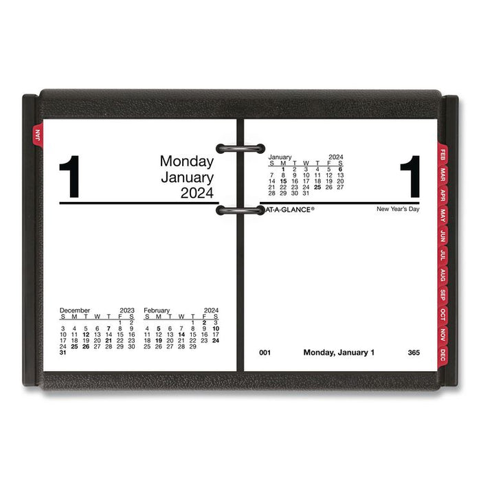 Desk Calendar Base for Loose-Leaf Refill, 2 Rings, 3" x 3.75", Black