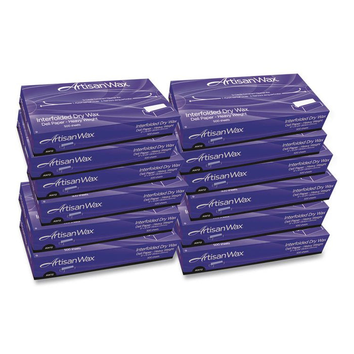WF12 Interfolded Dry Wax Deli Paper, 12 x 10.75, White, 500/Box, 12 Boxes/Carton