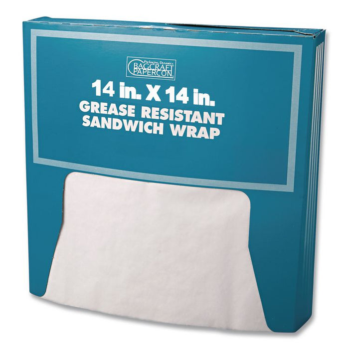 Grease-Resistant Paper Wraps and Liners, 14 x 14, White, 1,000/Box,  4 Boxes/Carton
