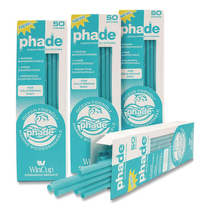 Marine Biodegradable Straws, 8.5", PHA, Ocean Blue, Wrapped, 300/Box, 4 Boxes/Carton