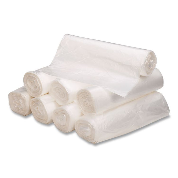 Linear Low-Density Can Liners, 45 gal, 0.63 mil, 40" x 46", Clear, 25 Bags/Roll, 10 Rolls/Carton