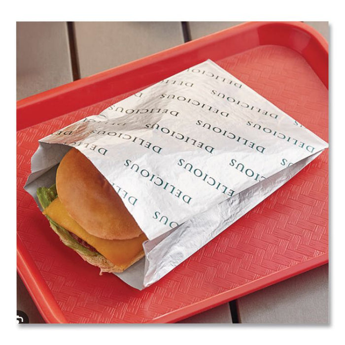 Foil/Paper/Honeycomb Insulated Bag, Delicious Labeling, 8" x 2" x 6", White, 1,000/Carton