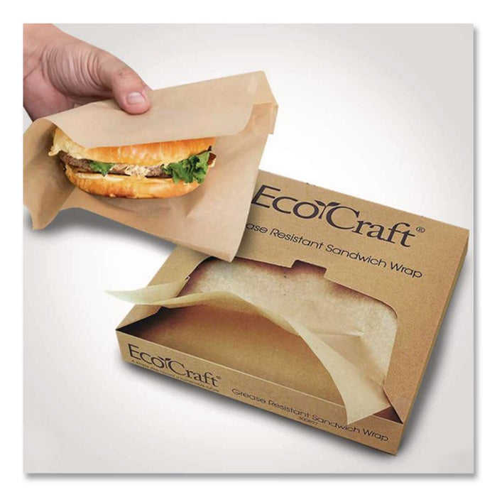 EcoCraft Grease-Resistant Paper Wraps and Liners, 12 x 12, Natural, 1,000/Box, 5 Boxes/Carton