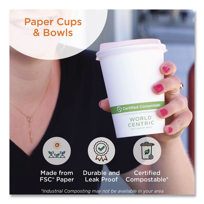 Paper Bowls, 16 oz, 4.4" Diameter x 3" h, White, 500/Carton