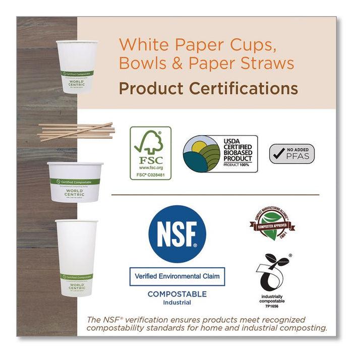 Paper Bowls, 24 oz, 4.4" Diameter x 4.4" h, White, 500/Carton