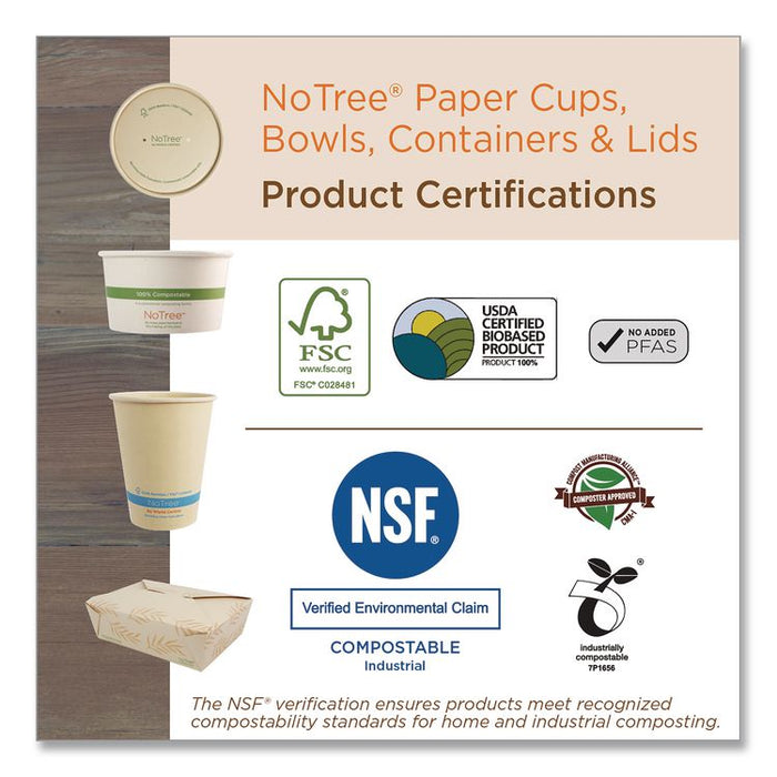 Paper Lids for Bowls, 4.6" Diameter, Brown, 500/Carton