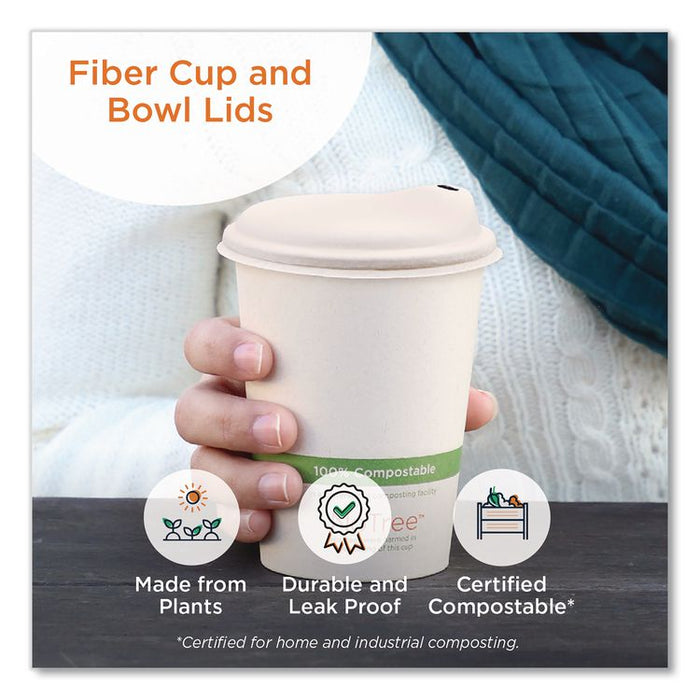 Fiber Lids for Bowls, Fits 12 oz to 32 oz Bowls, 4.7" Diameter x 0.4" h, Natural, Paper, 1,000/Carton