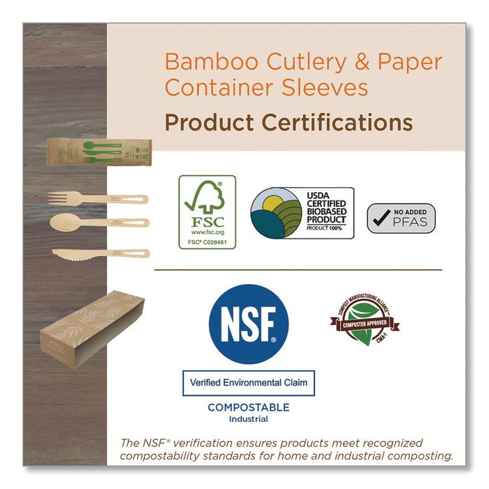 Fiber Container Sleeves, World Centric Leaf Design, 7.5 x 10 x 3.25, Natural, Paper, 800/Carton