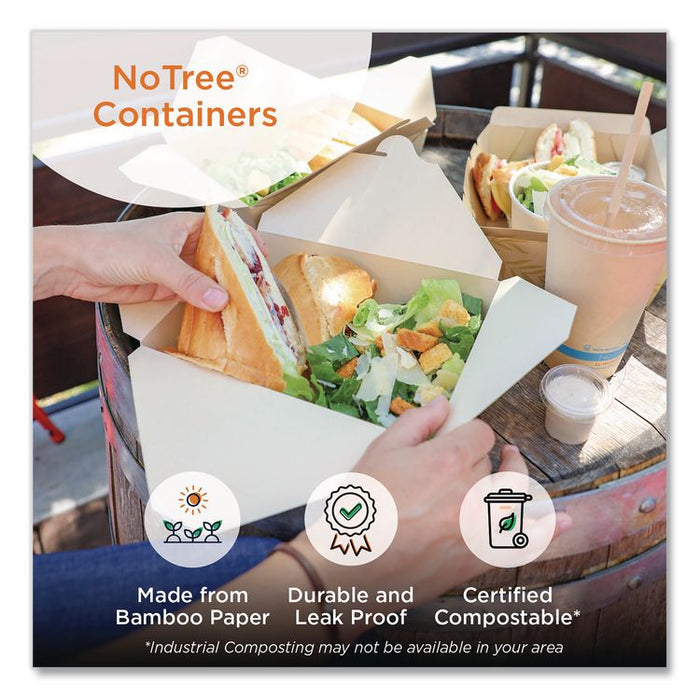 No Tree Folded Takeout Containers, 65 oz, 6.25 x 8.7 x 2.5, Natural, Sugarcane, 200/Carton