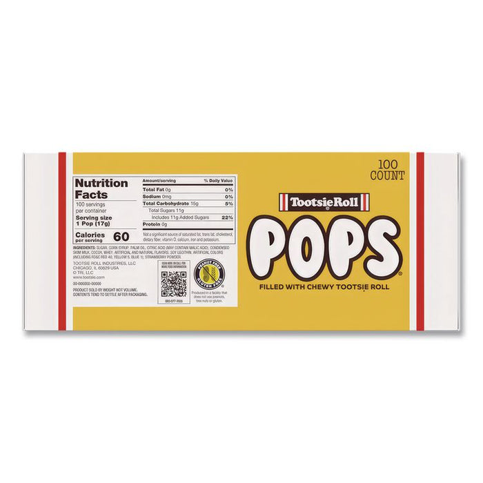 Tootsie Pops, Assorted Original Flavors, 0.6 oz Lollipops, 100/Box