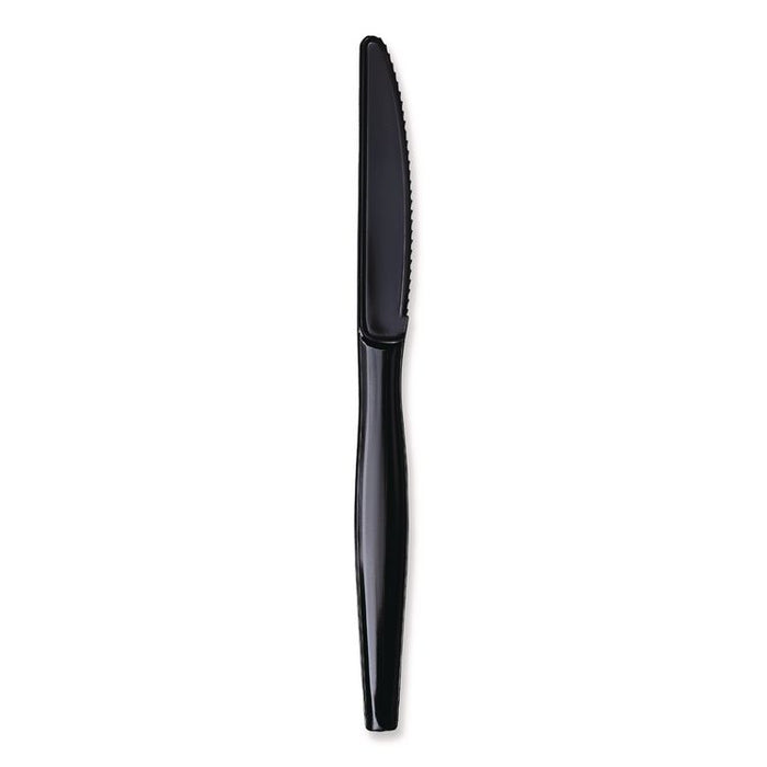 Heavyweight Wrapped Polypropylene Cutlery, Knife, Plastic, Black, 1,000/Carton