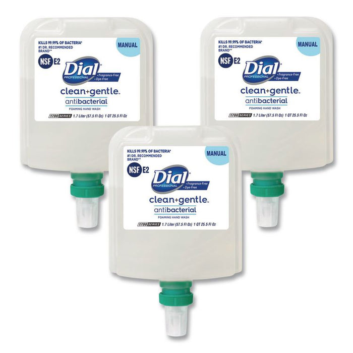 Clean+Gentle Antibacterial Foaming Hand Wash Refill for 1700 Dispenser, Fragrance-Free, 1.7 L, 3/Carton