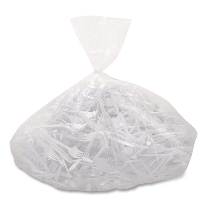 Style Setter Medium Weight Polypropylene Cutlery, Fork, Plastic, White, 1,000/Carton