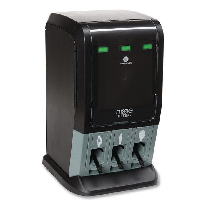Tri-Tower Mini Dispenser, Holds Forks/Knives/Spoons or Sporks, 13.15 x 31.03 x 17.5, Black/Gray