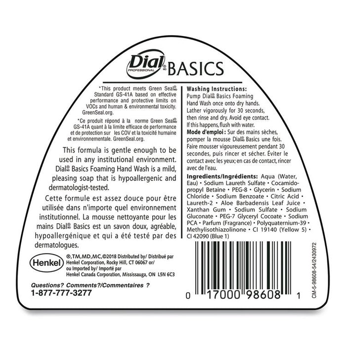 Basics Hypoallergenic Foaming Hand Wash, Honeysuckle Scent, 15.2 oz, 4/Carton