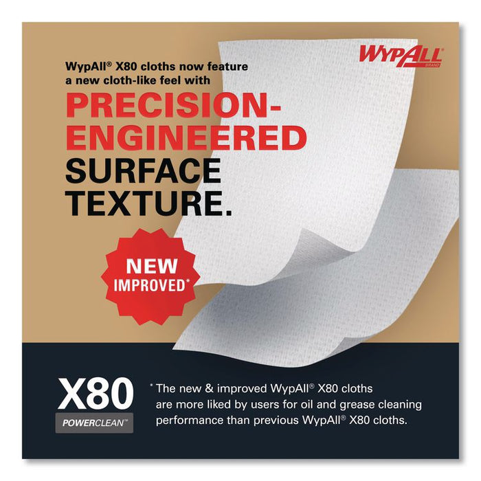 Power Clean X80 Cloths, HYDROKNIT, POP-UP Box, 8.34 x 16.8, White, 76/Box, 5 Boxes/Carton