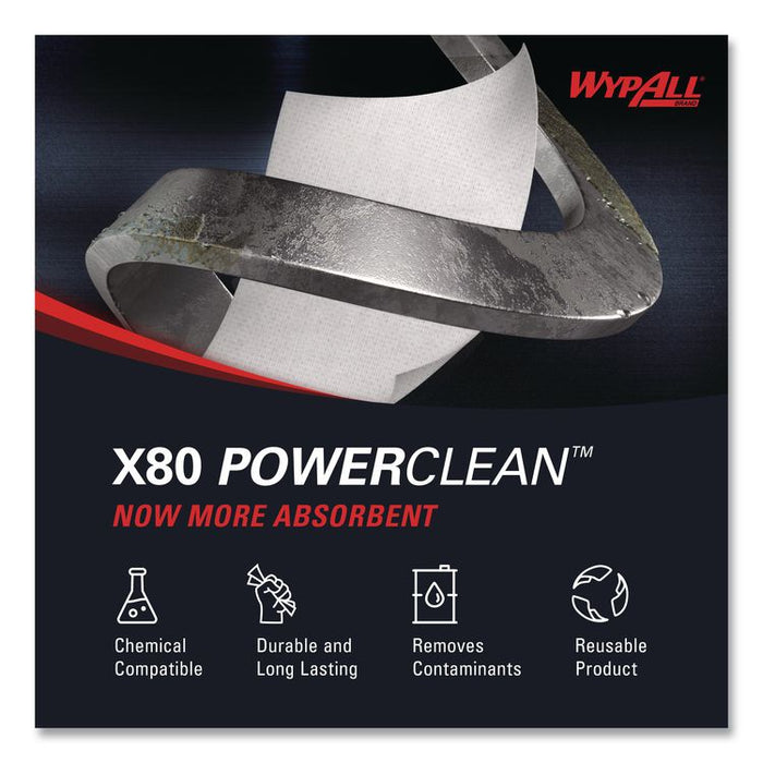 Power Clean X80 Cloths, HYDROKNIT, POP-UP Box, 8.34 x 16.8, White, 76/Box, 5 Boxes/Carton