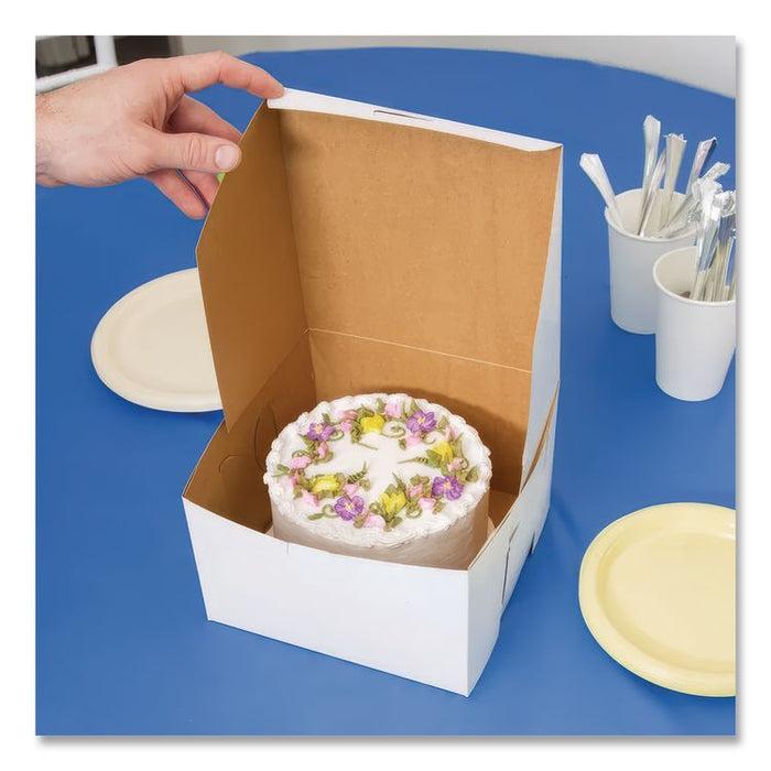 White One-Piece Non-Window Bakery Boxes, 8 x 8 x 5, White, Paper, 100/Carton