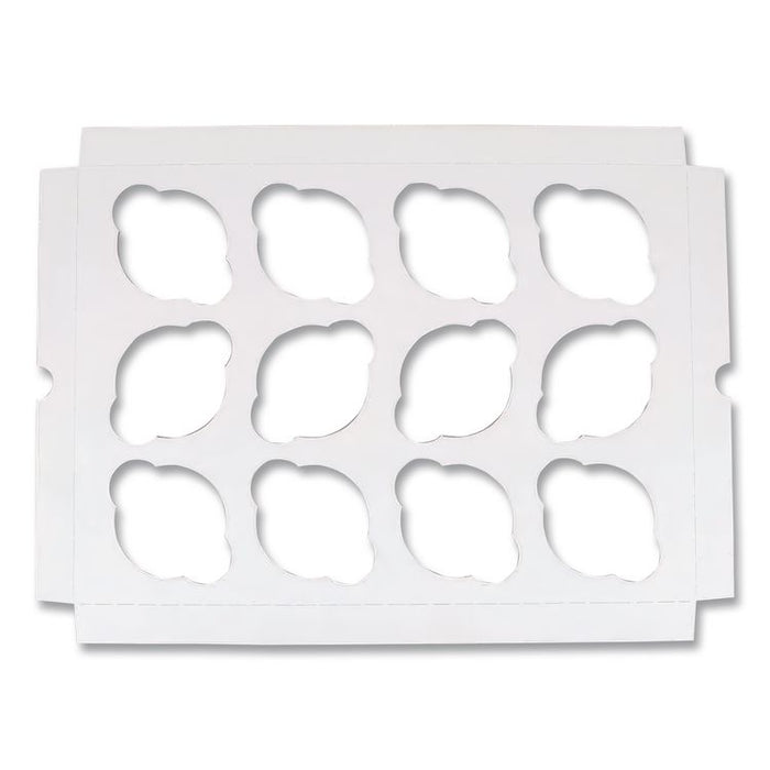 Cupcake Holder Inserts, 12-Cupcake Holder, 9.88 x 13.88 x 0.88, White/Brown, Paper, 200/Carton