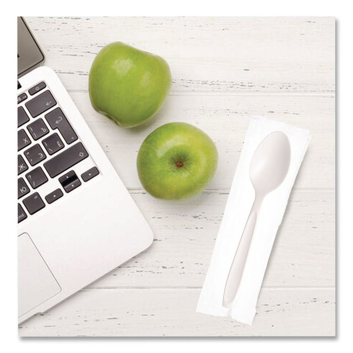 Reliance Mediumweight Cutlery, Individually Wrapped, Spoon, Plastic, White, 1,000/Carton