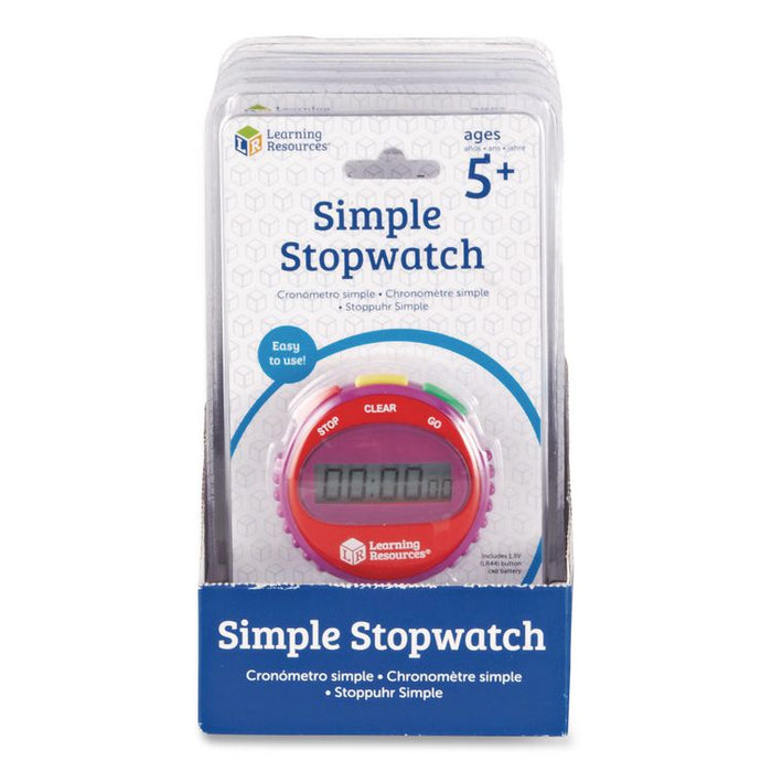 Simple Stopwatch, Accurate to 1/100 seconds, Randomly Assorted Colors, Black Lanyard, Set of 6
