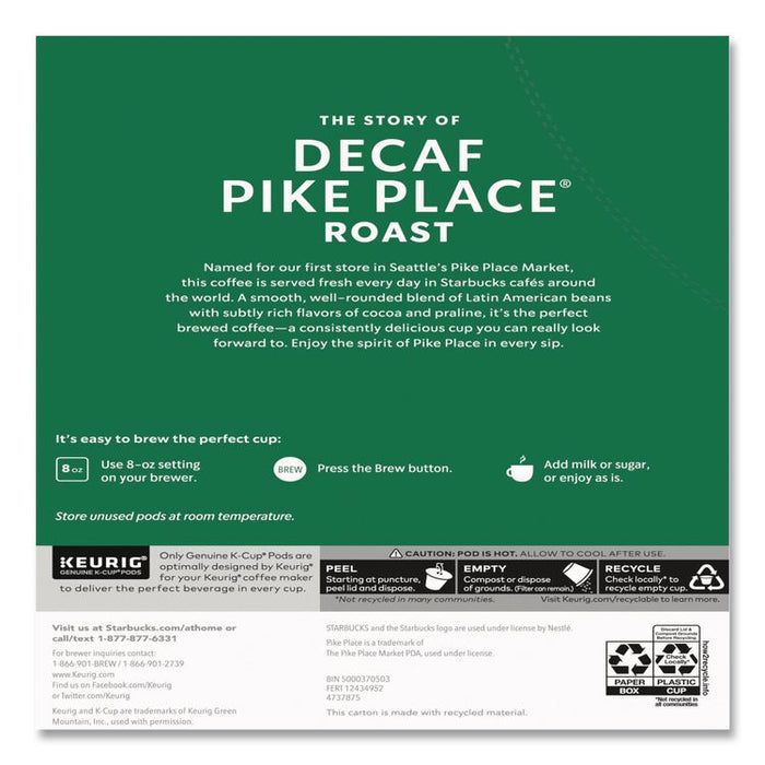 Pike Place Decaf Coffee K-Cups, 96/Carton