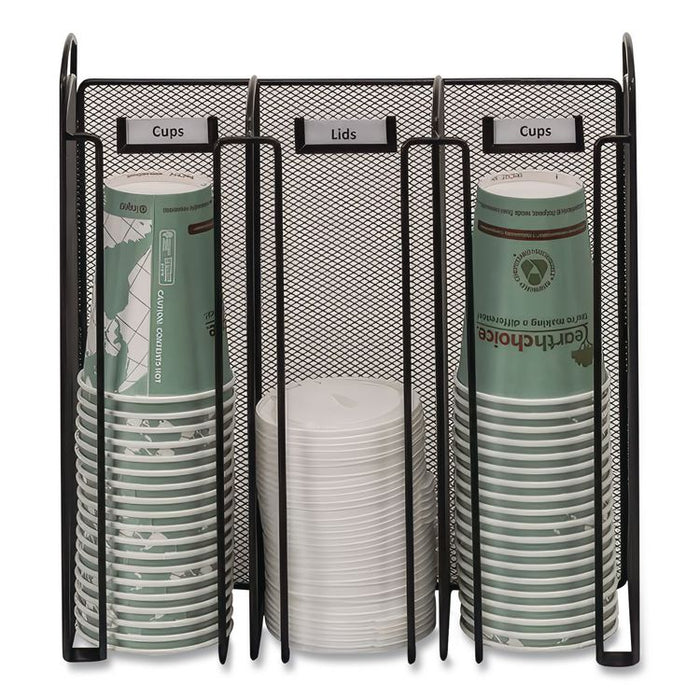 Onyx Breakroom Organizers, 3 Compartments, 12.75 x 4.5 x 13.25, Steel Mesh, Black