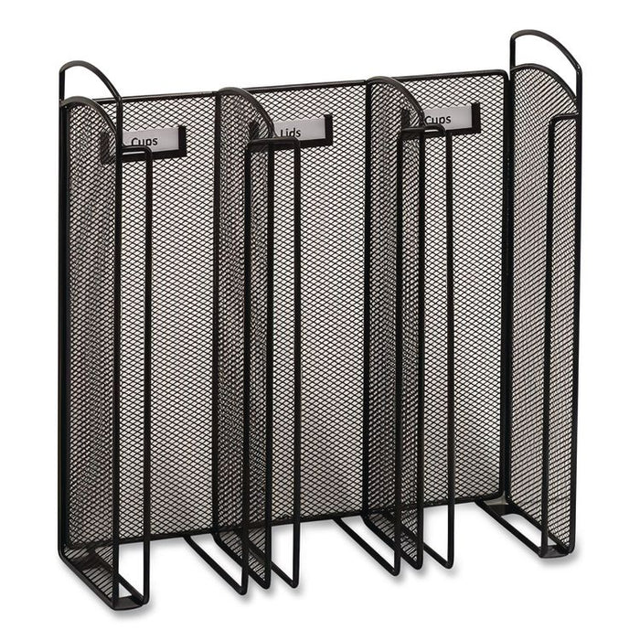 Onyx Breakroom Organizers, 3 Compartments, 12.75 x 4.5 x 13.25, Steel Mesh, Black